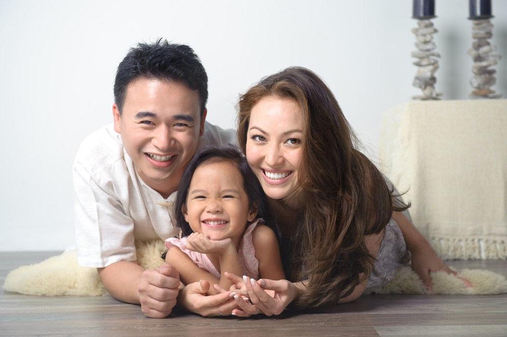 Smiling Asian Family