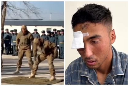 Жамбыл облысында ант беру рәсімінде әскери қызметкер басына шыны бөтелке жарып, көзінен айырылды