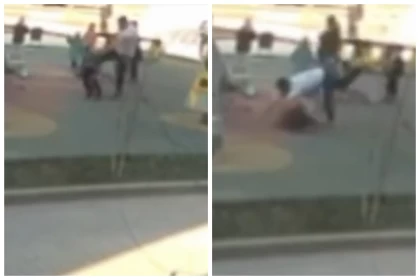 Алматыда ер адам кішкентай баланы аямай теуіп жібіреді (видео)