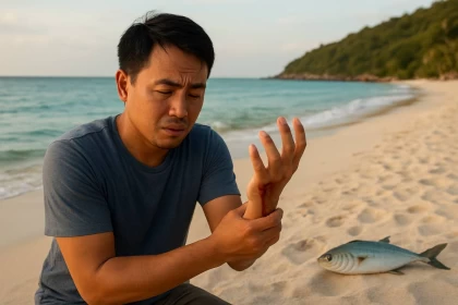 "Өз қалауларына қарай бас тарту себебін ойлап шығарады": Саяхатта балық тістеп алған қазақстандық ер адам сақтандыру көмегінсіз қалған