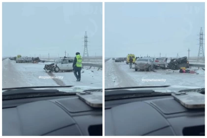 Астана-Павлодар тас жолында жеті көлік соқтығысты: Қаза тапқандар мен зардап шеккендер бар (видео)