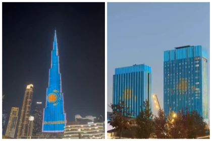 Әлемдегі ең биік ғимарат Бурдж Халифа Қазақстанның туымен көмкерілді (видео)