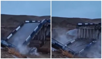 Түркістан облысында Келес өзені арқылы өтетін көпір құлады (видео)