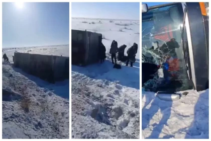 Абай облысында 50 жұмысшы мінген автобус аударылып қалды
