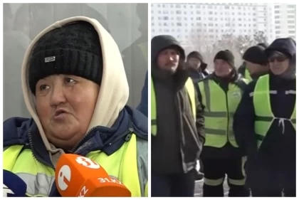 "40 градус аязда жұмыс істейміз": Астанада жұмысшылар жаздан бері жалақының кешігетінін айтып әкімдік алдына жиналды