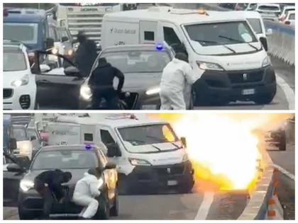 Италияда қарулы қарақшылар инкассаторлық көлікті жарып жіберген