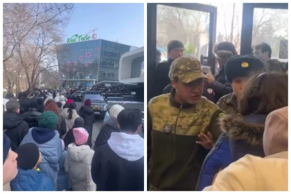 Алматыда Көк Төбеге баратын аспалы жолда ұзын-сонар кезек түзіліп, адамдар төбелес шығарған