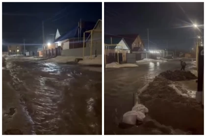 Қостанайдағы елді мекенді жарты сағатта су басып қалды: Құтқарушылар жолдарды қазып жатыр