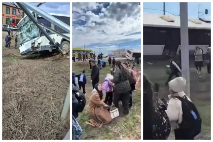 Оралда жолаушылар автобусы мен мектеп автобусы соқтығысты: Зардап шеккендер бар (видео)