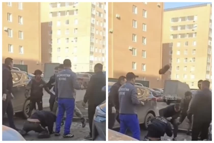 "Жерге құлатып тепкілеген": Қостанайда полицейді бір топ адам ұрып кетті (видео)