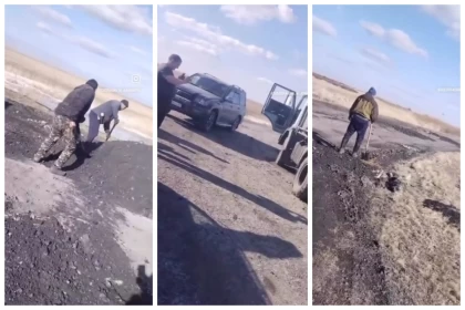 СҚО-да ауыл тұрғындары әкімдікті күте алмай, жолдарды өздері жөндеді