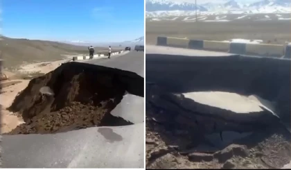 Алматы облысында еріген қар суының салдарынан жол опырылып кетті (видео)