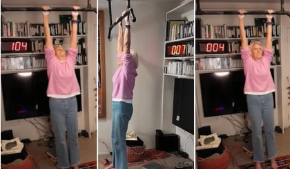 90 жастағы әжей турникке асылып тұрудан әлемдік рекорд жаңартты