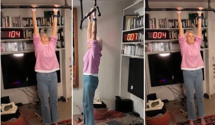 90 жастағы әжей турникке асылып тұрудан әлемдік рекорд жаңартты