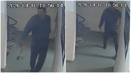 Астанада подъезде балта ұстаған мас ер адам 15 тәулікке қамалды (видео)