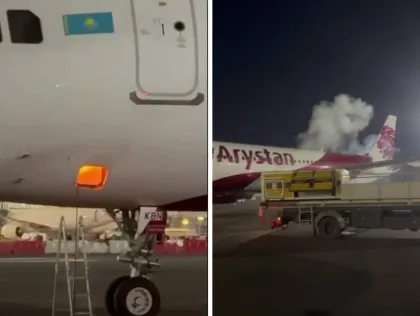 Алматы әуежайында FlyArystan ұшағынан өрт шығып, бір қызметкер жарақат алды