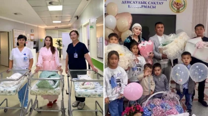 Екі рет егіз босанған шымкенттік ана үшем дүниеге әкеліп он баланың анасы атанды