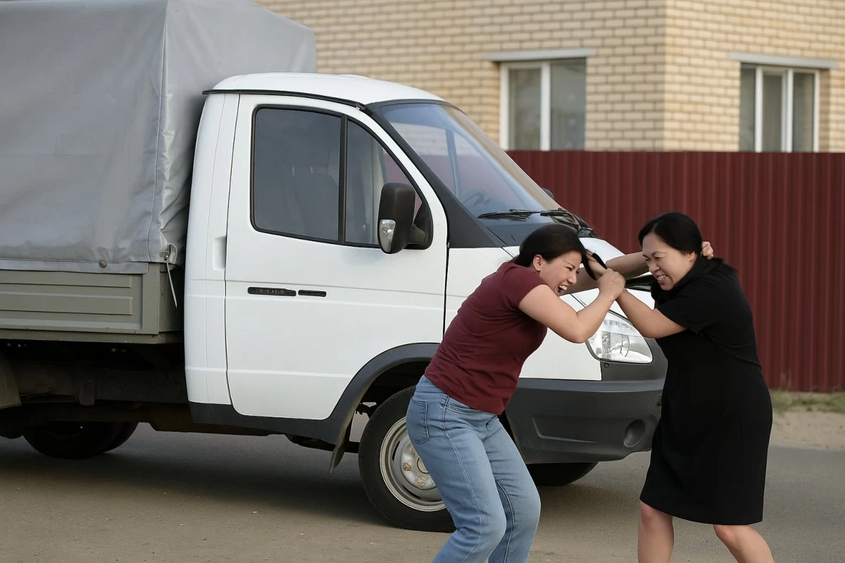 Газель үшін шаш жұлысқан екі келін