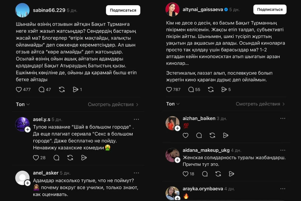 Бақыт Тұрман пікірін қолдағандар тредс