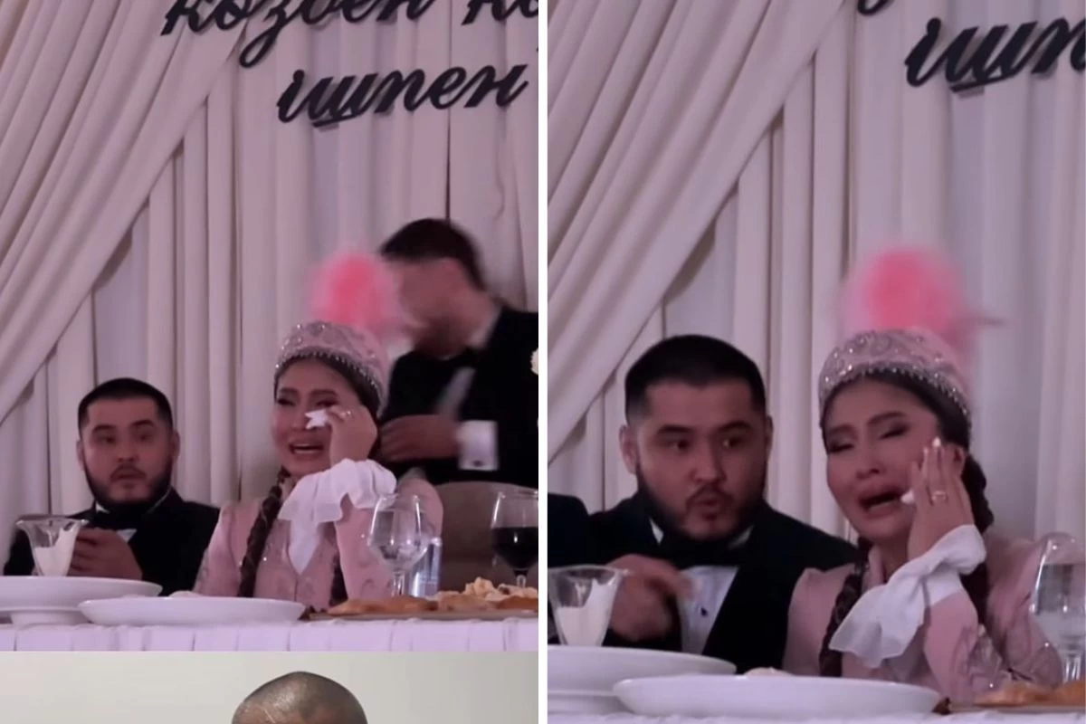 Ақжарқын Жомартова тойда жылап отыр