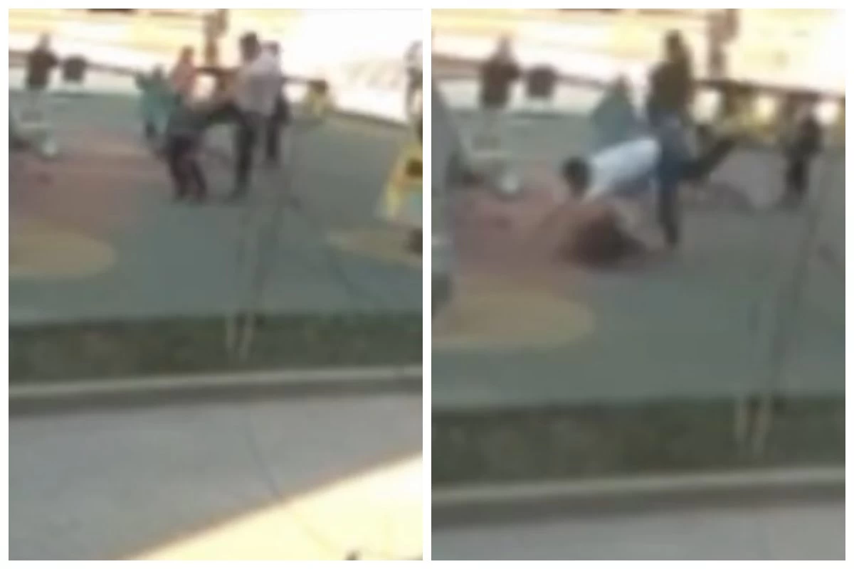 Алматыда ер адам кішкентай баланы аямай теуіп жібіреді (видео)