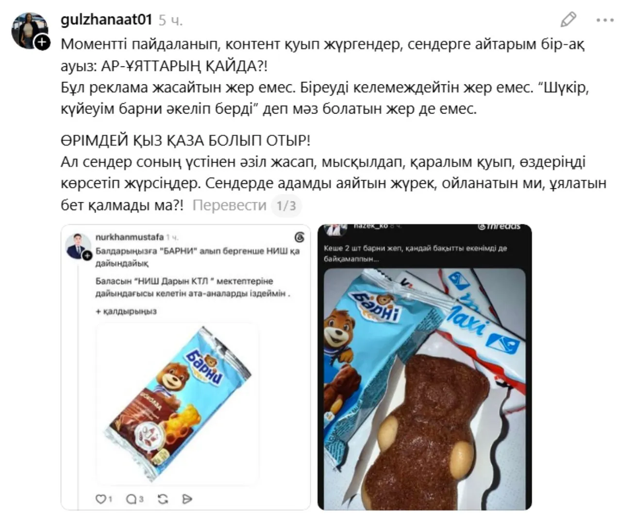 гүлжанаттың пікірі