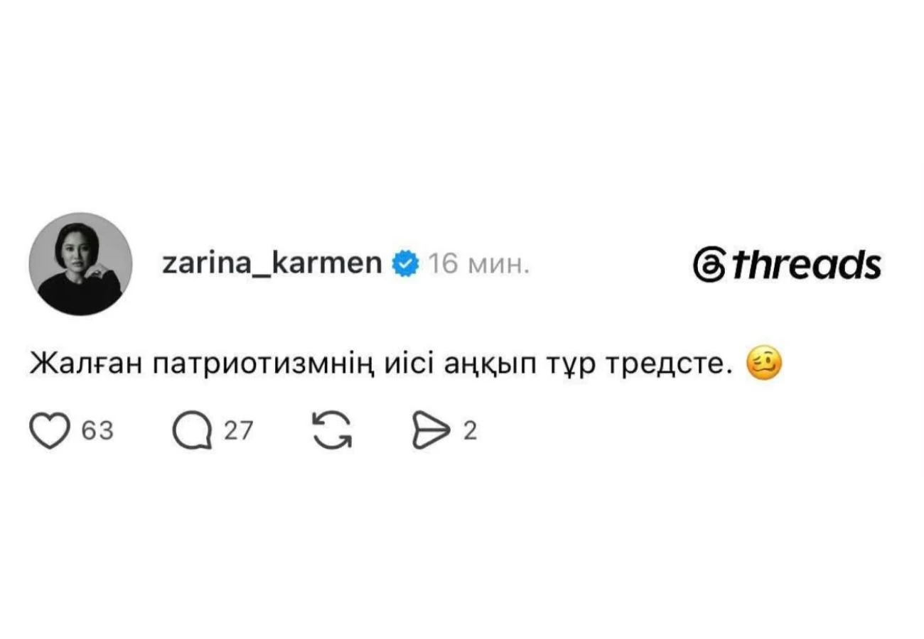 Зарина Карменнің жазбасы