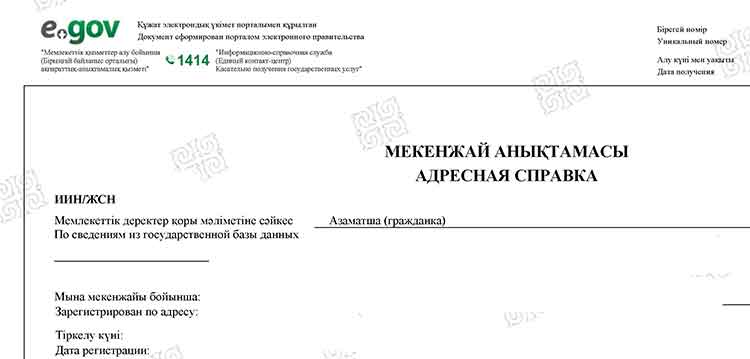 Как выглядит адресная справка в электронном виде